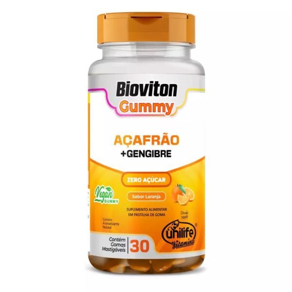 Açafrão + Gengibre 30 Gomas Zero Açúcar Bioviton Gummy – Unilife